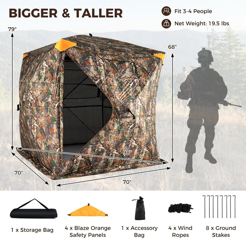 GemGear - 3-4 Person Pop-up Ground Blind - Hunting Blind