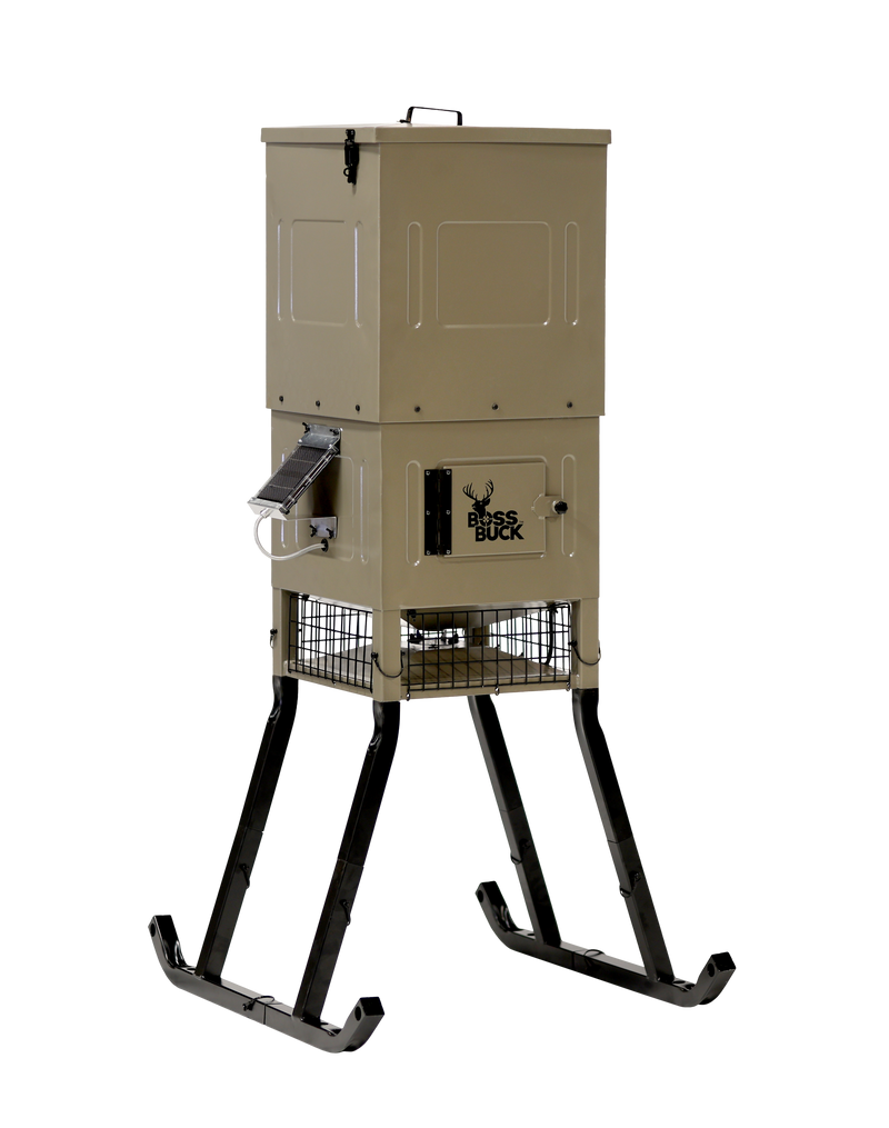 Boss Buck - 300lb STAND & FILL SLED FEEDER W/ DIVERTER PLATE & SOLAR PANEL