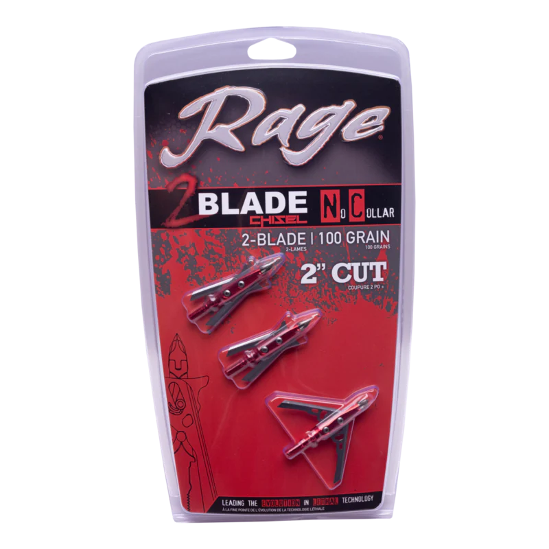 Rage - Broadhead 2 Blade NC Chisel Tip Red - Broadheads