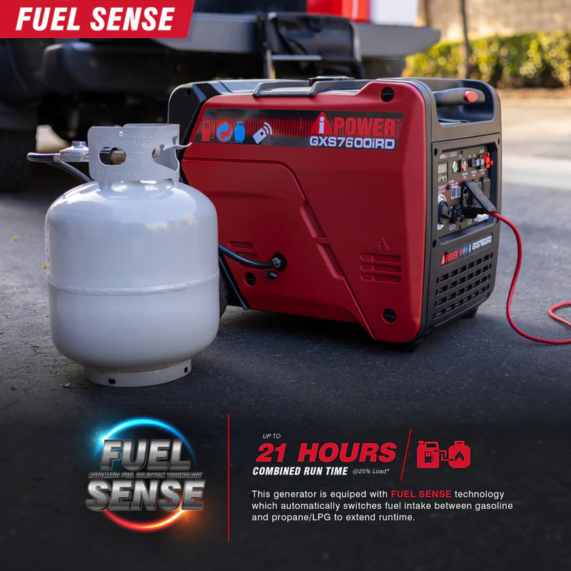 A-iPower - GXS7600iRD - Dual Fuel, Remote Start Inverter Generator