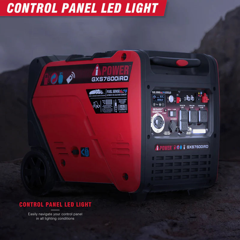 A-iPower - GXS7600iRD - Dual Fuel, Remote Start Inverter Generator