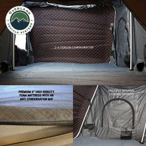 HD Bundu Cantilever Hard Shell Roof Top Tent, Grey Body & Green Rainfly
