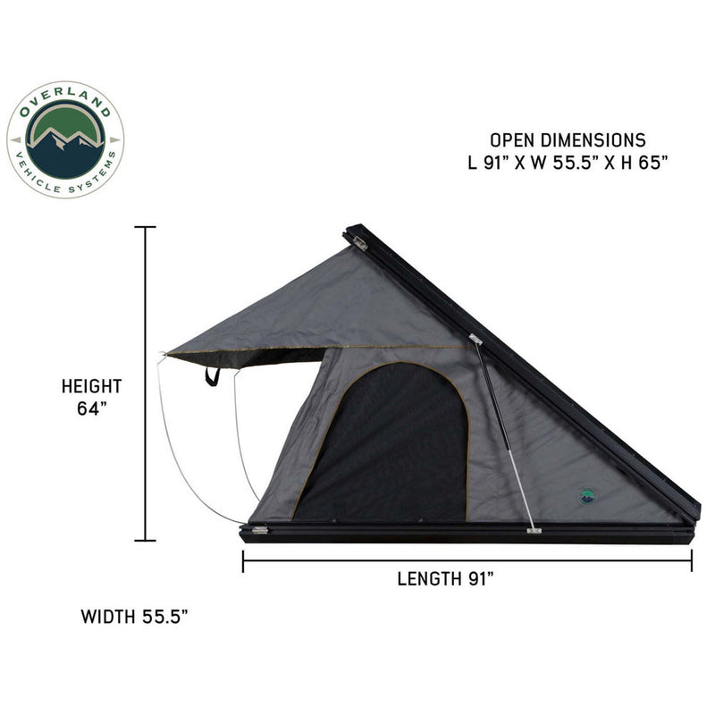 HD Mamba 3 Person Clam Shell Aluminum Hard Shell Roof Top Tent, Grey Body & Green Trim