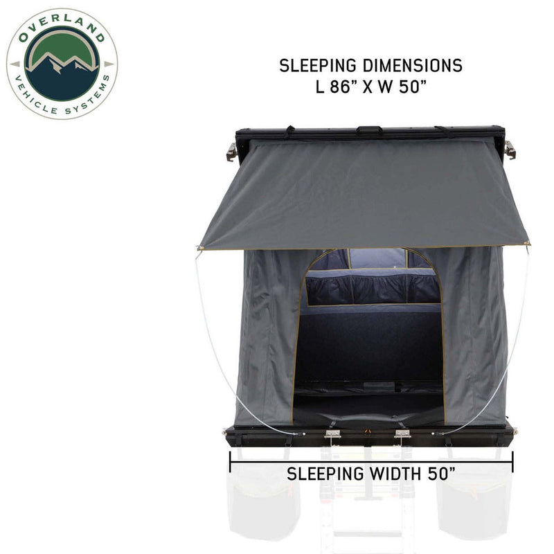 HD Mamba 3 Person Clam Shell Aluminum Hard Shell Roof Top Tent, Grey Body & Green Trim