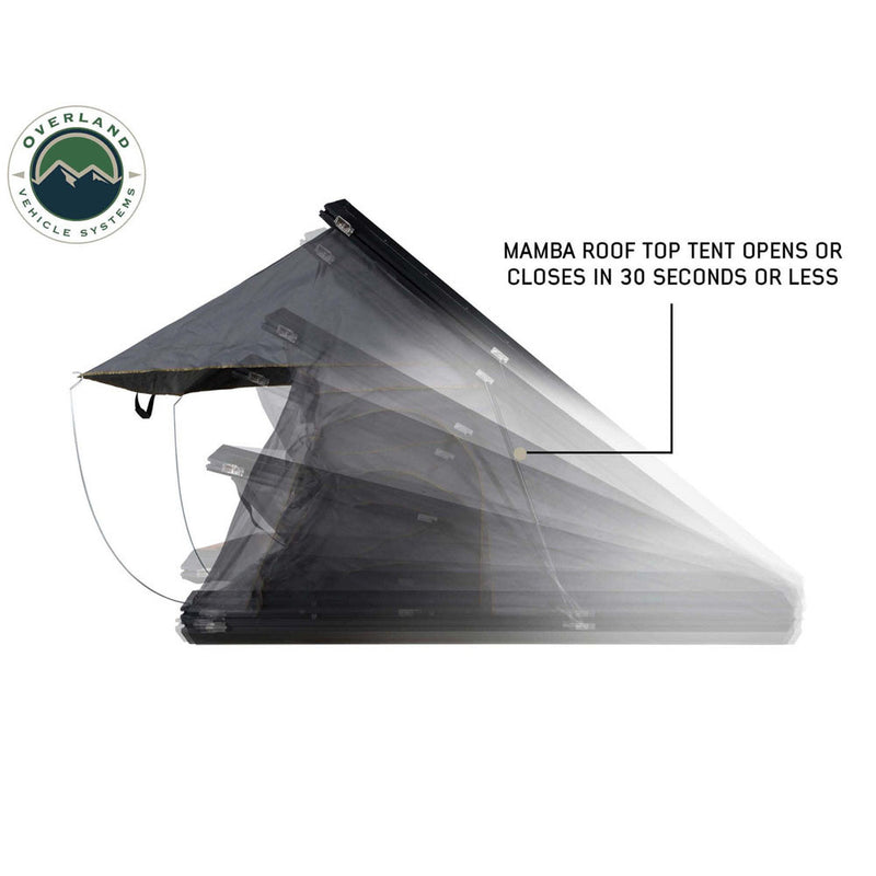 HD Mamba 3 Person Clam Shell Aluminum Hard Shell Roof Top Tent, Grey Body & Green Trim