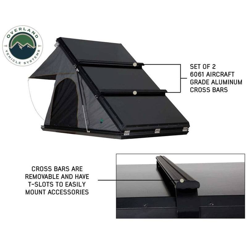 HD Mamba 3 Person Clam Shell Aluminum Hard Shell Roof Top Tent, Grey Body & Green Trim