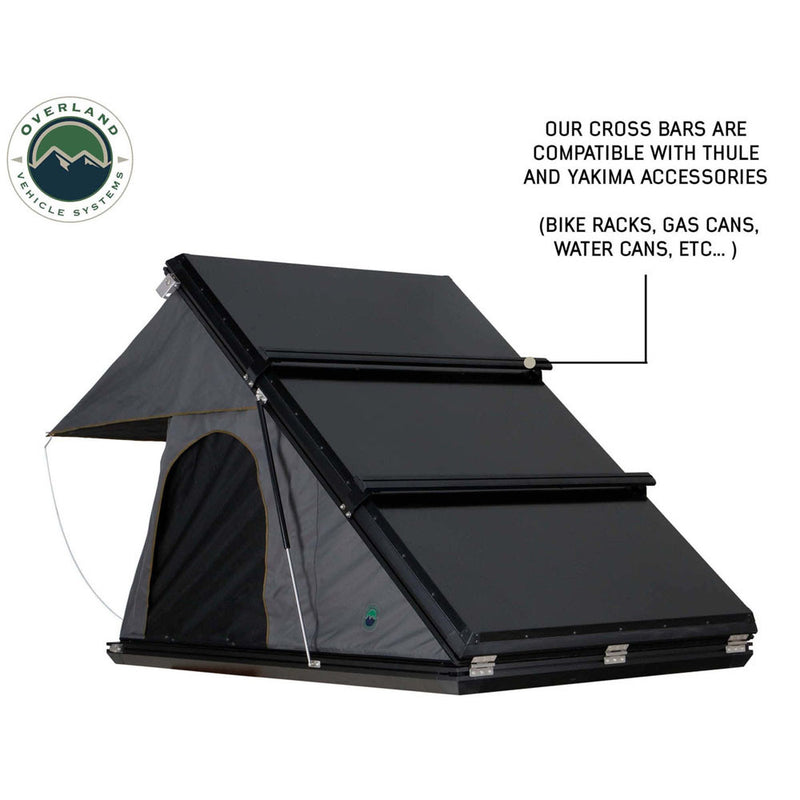 HD Mamba 3 Person Clam Shell Aluminum Hard Shell Roof Top Tent, Grey Body & Green Trim