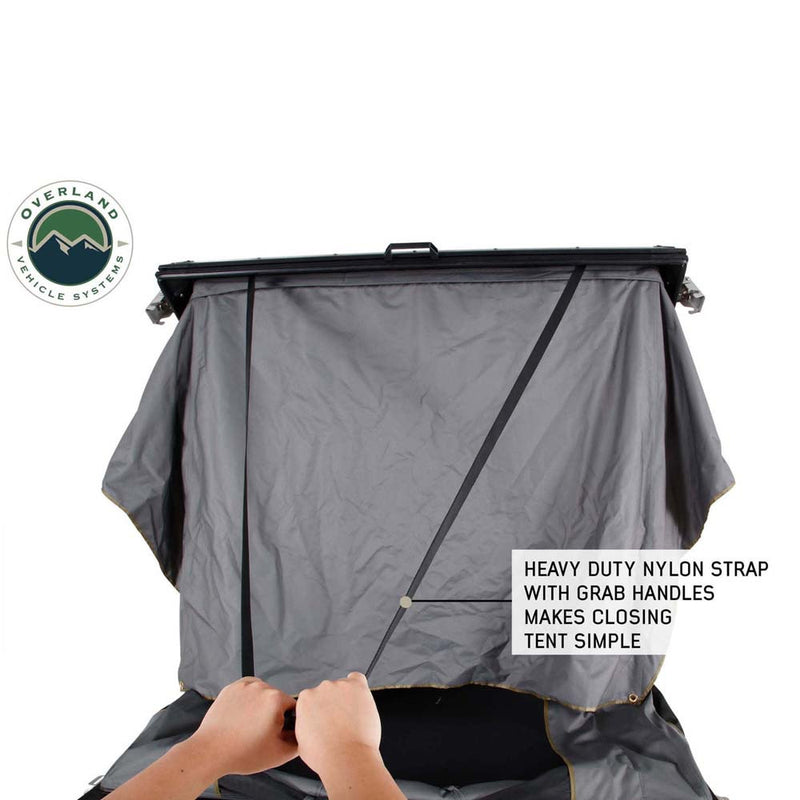 HD Mamba 3 Person Clam Shell Aluminum Hard Shell Roof Top Tent, Grey Body & Green Trim