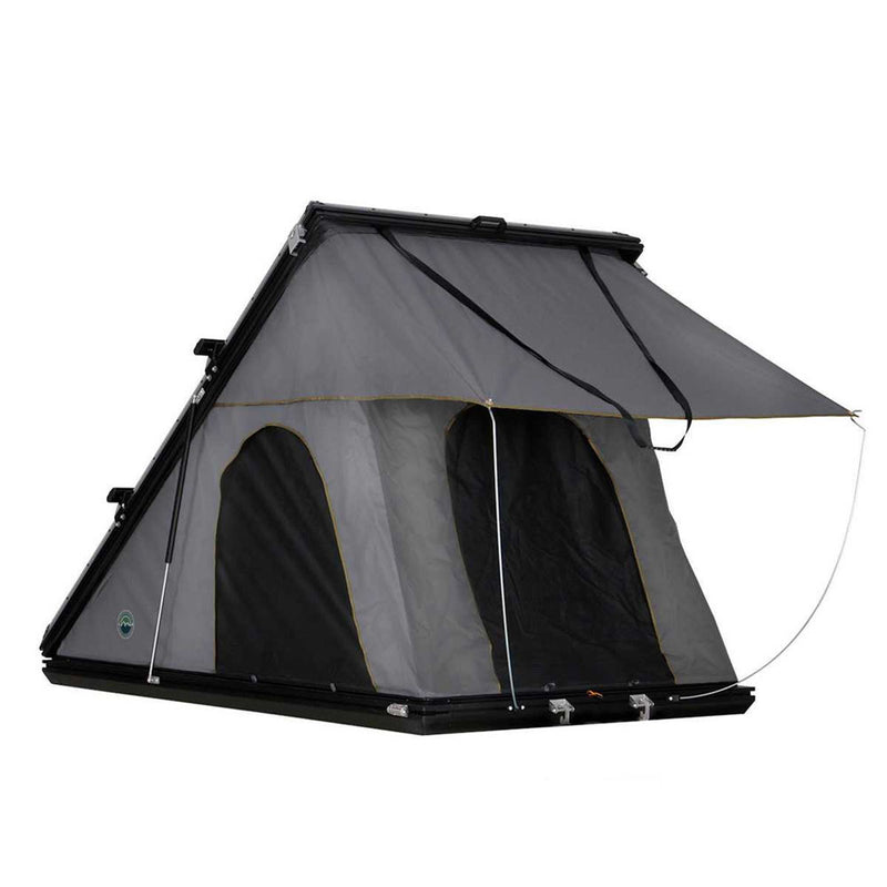 HD Mamba 3 Person Clam Shell Aluminum Hard Shell Roof Top Tent, Grey Body & Green Trim