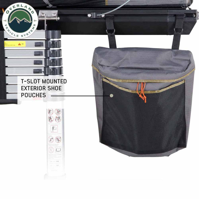 HD Mamba 3 Person Clam Shell Aluminum Hard Shell Roof Top Tent, Grey Body & Green Trim