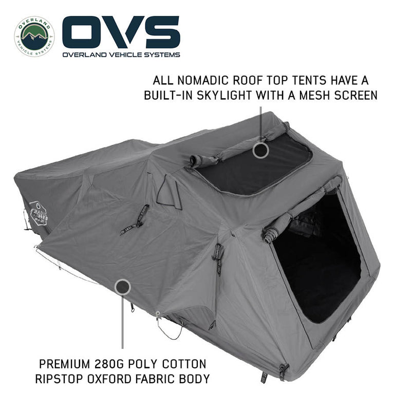 HD Nomadic Extended Soft Shell Roof Top Tent, Grey Body & Green Rainfly