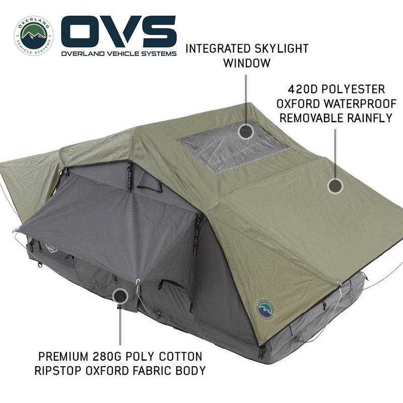 HD Nomadic Standard Soft Shell Roof Top Tent, Grey Body & Green Rainfly