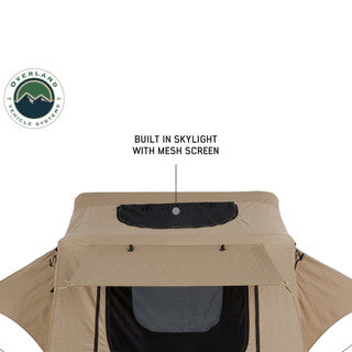 LD TMBK 3 Person Soft Shell Roof Top Tent, Tan Body & Green Rainfly