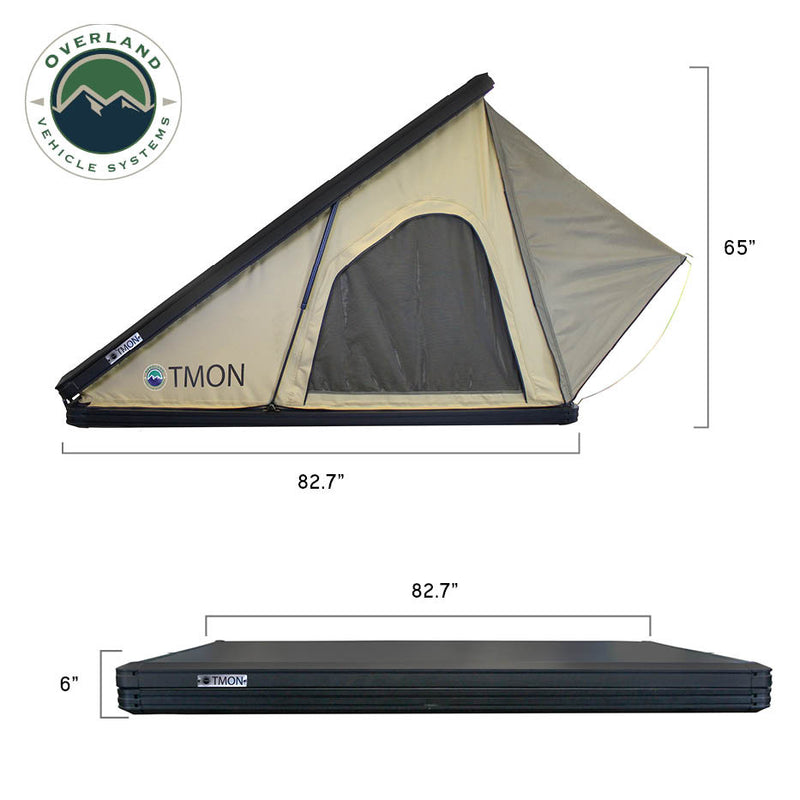 LD TMON 2 Person Clamshell Aluminum Hard Shell Roof Top Tent - Tan Body & Green Rainfly