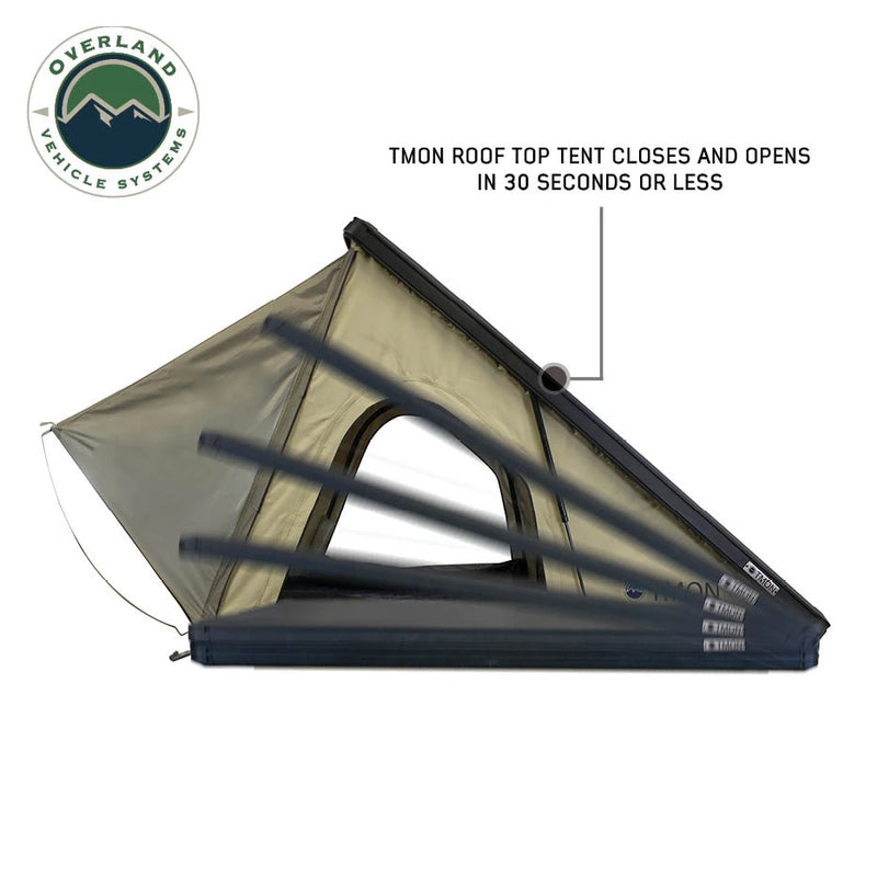 LD TMON 2 Person Clamshell Aluminum Hard Shell Roof Top Tent - Tan Body & Green Rainfly
