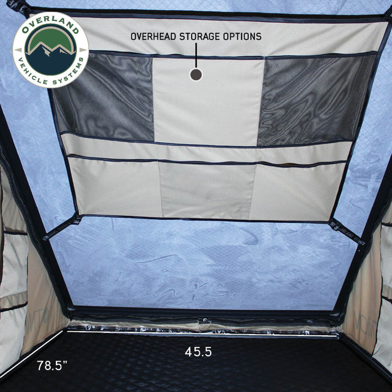 LD TMON 2 Person Clamshell Aluminum Hard Shell Roof Top Tent - Tan Body & Green Rainfly