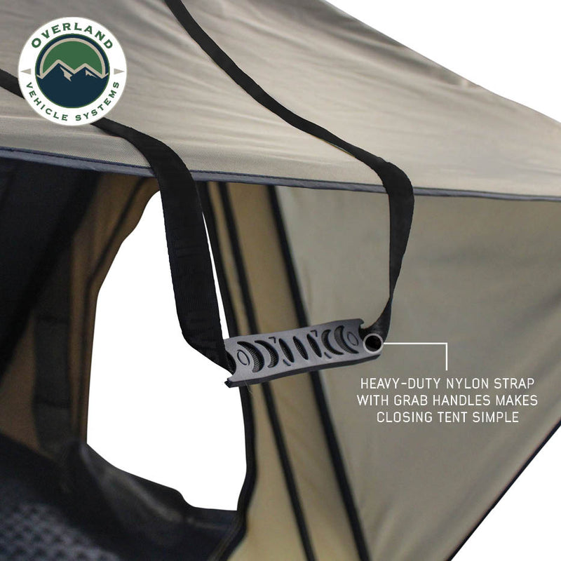 LD TMON 2 Person Clamshell Aluminum Hard Shell Roof Top Tent - Tan Body & Green Rainfly