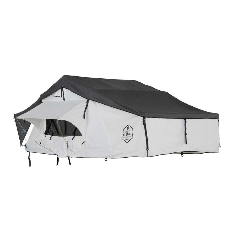 HD Nomadic 3 Person Arctic White Extended Soft Shell Roof Top Tent, White Body Dark Grey Rainfly