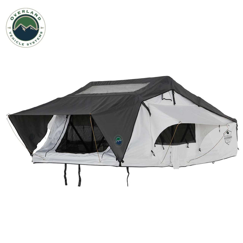 HD Nomadic 3 Person Arctic White Extended Soft Shell Roof Top Tent, White Body Dark Grey Rainfly