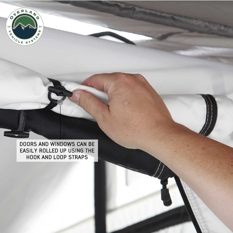HD Nomadic 3 Person Arctic White Extended Soft Shell Roof Top Tent, White Body Dark Grey Rainfly