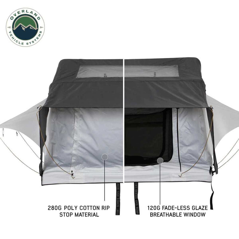 HD Nomadic 3 Person Arctic White Extended Soft Shell Roof Top Tent, White Body Dark Grey Rainfly