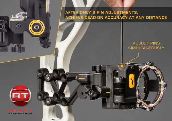 Bear Archery - Trophy Ridge React H4 PIn Sight RH 4-Pin - Bow Sights