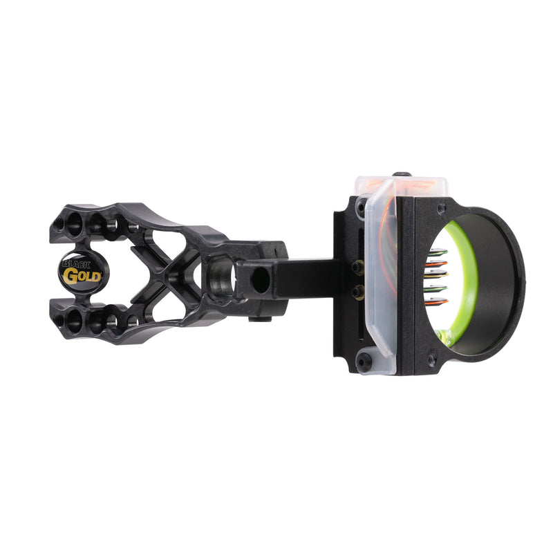 Black Gold - Rush Archery Sight 5 .019 Pins 4" Dovetail with 3rd Axis Micro .019 RH - Bow Sights
