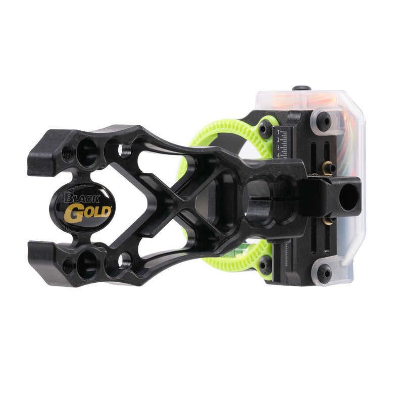 Black Gold - Rush Archery Sight 5 .019 Pins 4" Dovetail with 3rd Axis Micro .019 RH - Bow Sights