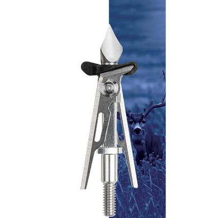 Bear Archery - SIK 2-Blade Expandable SK2CB Crossbow Broadhead 2-inch Offset Entry Silver/Black - Broadheads