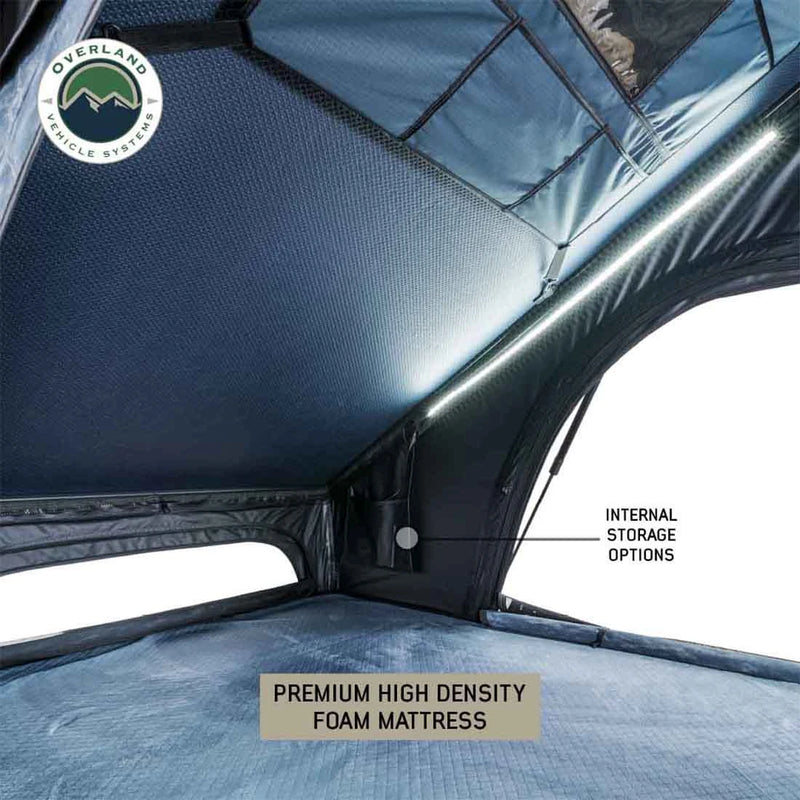 XD Lhotse 2 Person Clam Shell Aluminum Hard Shell Roof Top Tent, Blue Body & Black Rainfly
