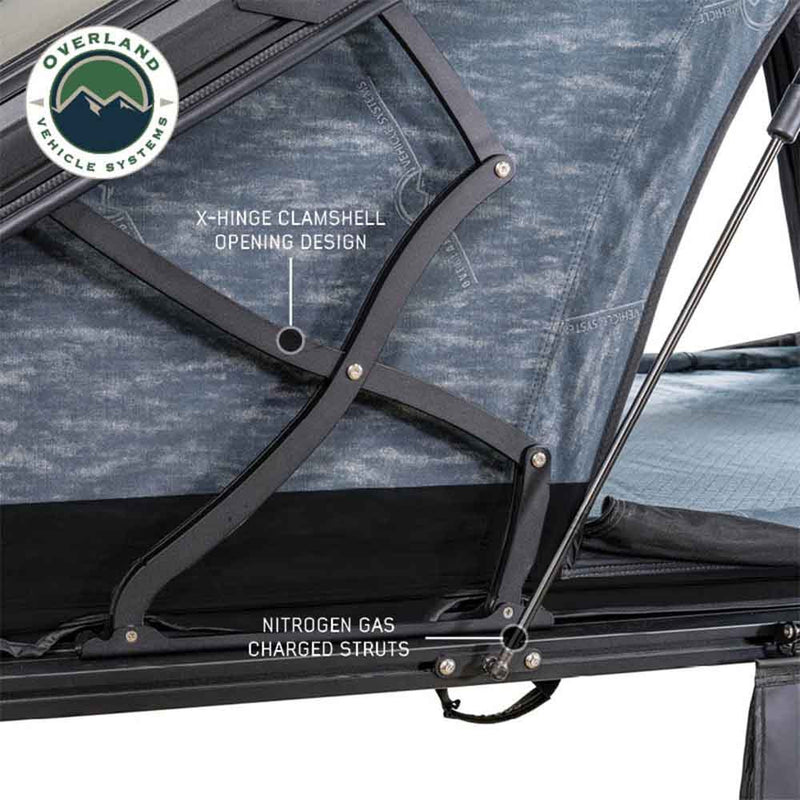 XD Lhotse 2 Person Clam Shell Aluminum Hard Shell Roof Top Tent, Blue Body & Black Rainfly