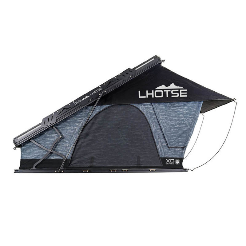 XD Lhotse 2 Person Clam Shell Aluminum Hard Shell Roof Top Tent, Blue Body & Black Rainfly